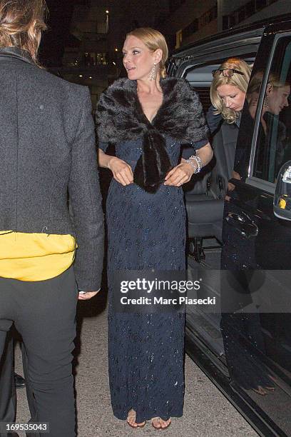 Actress Uma Thurman arrives at the 'Agora' dinner during the 66th Annual Cannes Film Festival on May 26, 2013 in Cannes, France.