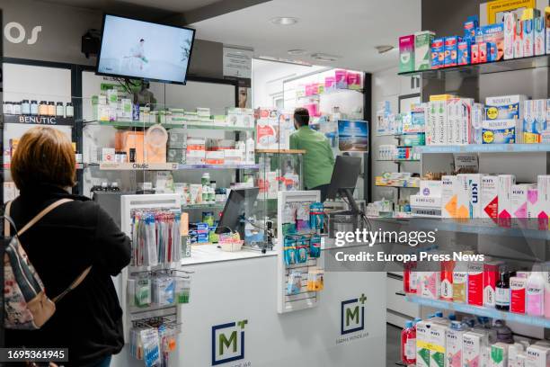 Interior of the pharmacy in the town of Mondejar during a visit by the acting Minister of Health, Jose Miñones on the occasion of World Pharmacists'...