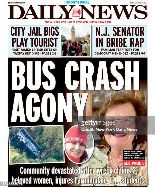 September 23: New York Daily News front page Saturday, September 23, 2023 BUS CRASH AGONY