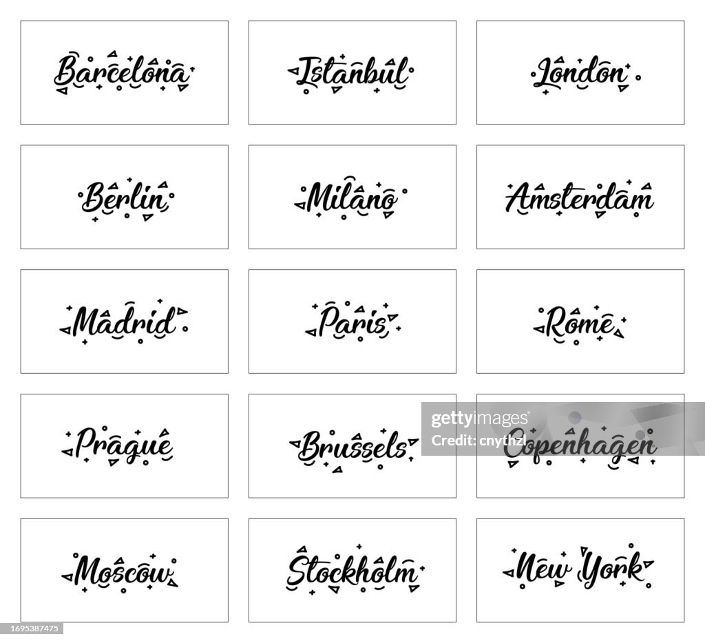 Popular Cities Typography Lettering Banner Design. Tourism, City, Travel.