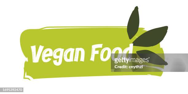 vegan food logo design. raw, healthy food badge for cafe, restaurants and packaging - vegetarian pizza stock illustrations