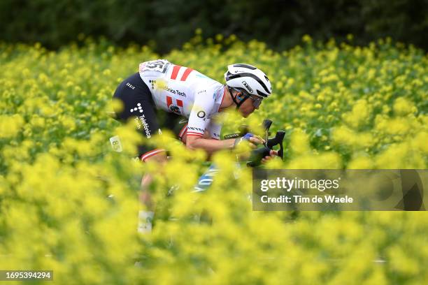 Gregor Muhlberger of Austria and Movistar Team competes during the 83rd Skoda Tour Luxembourg 2023, Stage 3 a 168.4km stage from Mertert to Vianden...