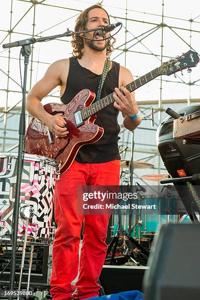 Musician Billy 'Chang Wang' Dufala of Man Man performs at Williamsburg Park on May 26, 2013 in Brooklyn, New York.