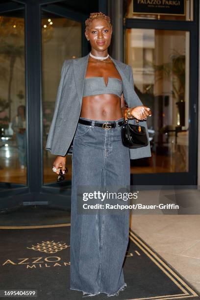 Jodie Turner Smith is seen heading to The Gucci show during Milan Fashion Week on September 22, 2023 in Milan, Italy.