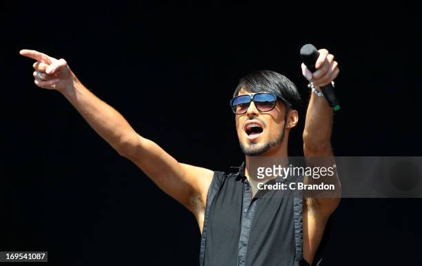 Rylan Clark performs on stage at the As One In The Park Music Festival at Victoria Park on May 26, 2013 in London, England.