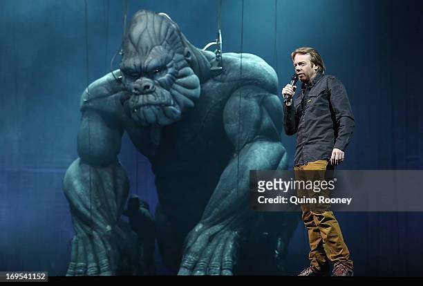 Sonny Tilders the Creature Designer speaks during a "King Kong" Production media call at the Regent Theatre on May 27, 2013 in Melbourne, Australia.