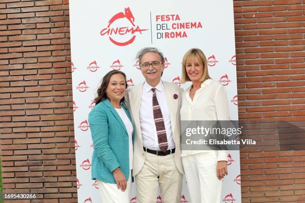 Artistic Director Paola Malanga, President Gian Luca Farinelli and General Manager Francesca Via attend the "18th Rome Film Fest 2023" press...