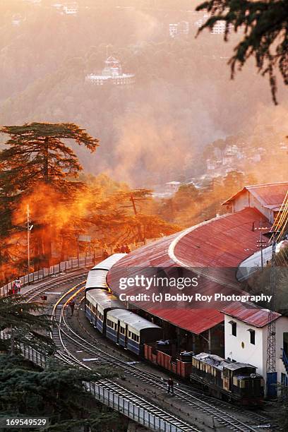 the toy train - shimla train stock pictures, royalty-free photos & images