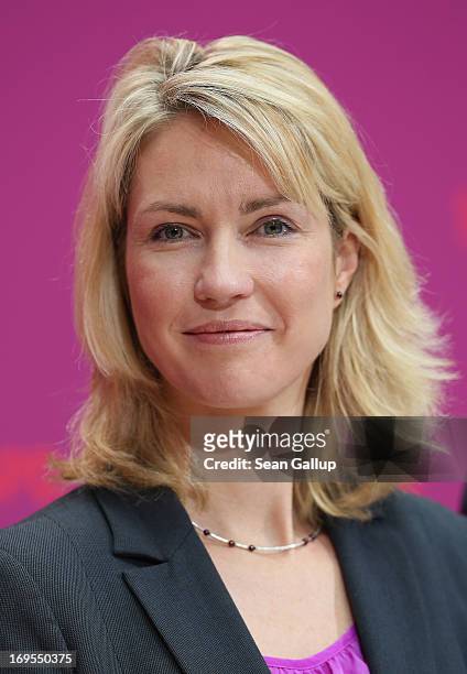 German Social Democrat member Manuela Schwesig attends a press conference at which SPD chancellor candidate Peer Steinbrueck presented her and other...