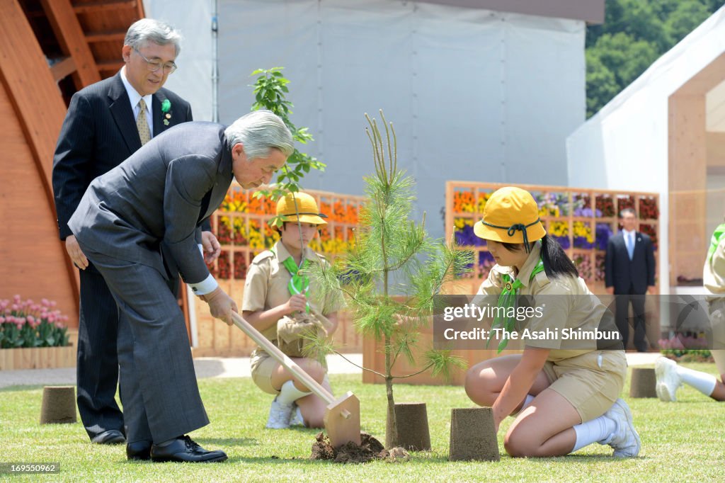 Emperor And Empress Attend Tree Planting Festival
