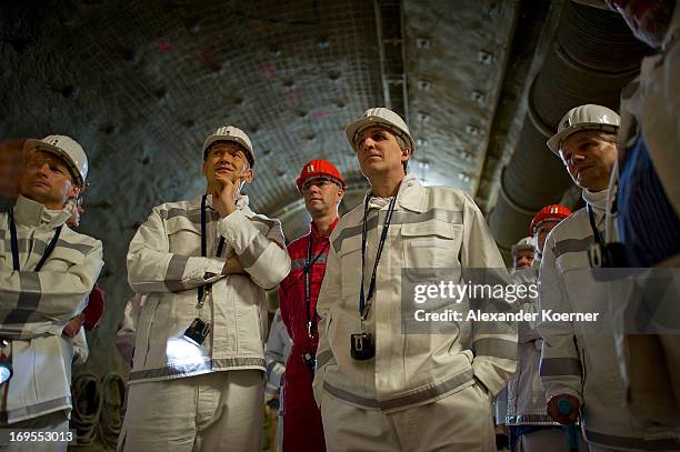 Stefan Wenzel , Environment Minister of Lower Saxony, visits the Schacht Conrad former iron ore mine on May 27, 2013 in Salzgitter, Germany. The...