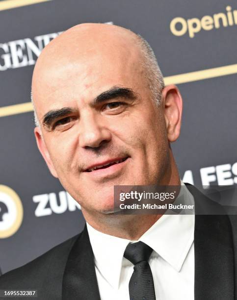 Swiss President Alain Berset at the Green Carpet Opening Night & "Dream Scenario" Premiere during the19th Zurich Film Festival at the Kongresshaus on...