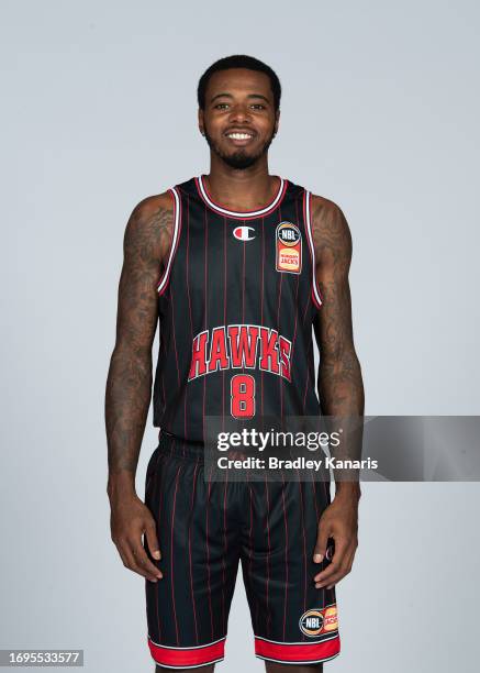 Gary Clark poses during the Illawarra Hawks 2023/24 NBL Headshots Session at Somerset College on September 19, 2023 in Gold Coast, Australia.