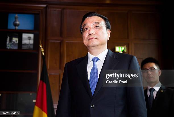 Chinese Prime Minister Li Keqiang attends a lunchtime reception for German and Chinese business representatives on May 27, 2013 in Berlin Germany. On...