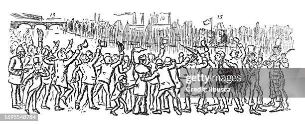 british satire caricature comic cartoon illustration - rowing stock illustrations