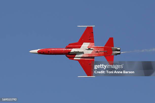 La Patrouille Suisse" - The Swiss Patrol demonstration flight during the 60th Anniversary Celebration of The "Patrouille de France", the legendary...