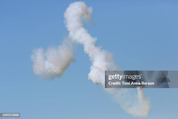 The Frecce Tricolori demonstration flight during the 60th Anniversary Celebration of The "Patrouille de France", the legendary French flight...