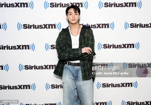 Jung Kook visits SiriusXM at SiriusXM Studios on September 22, 2023 in New York City.