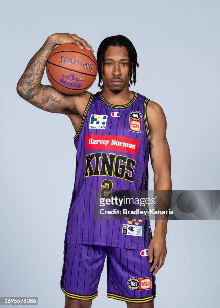 Jaylen Adams poses during the Sydney Kings 2023/24 NBL Headshots Session at Somerset College on September 19, 2023 in Gold Coast, Australia.