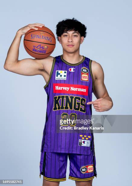 Jasper Rentoy poses during the Sydney Kings 2023/24 NBL Headshots Session at Somerset College on September 19, 2023 in Gold Coast, Australia.