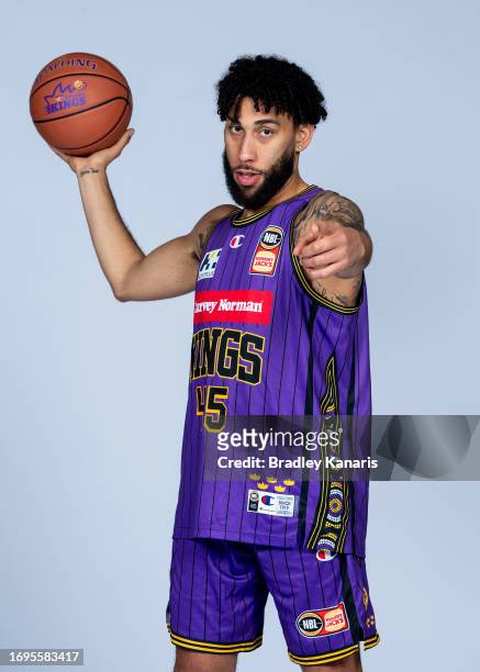 Denzel Valentine poses during the Sydney Kings 2023/24 NBL Headshots Session at Somerset College on September 19, 2023 in Gold Coast, Australia.