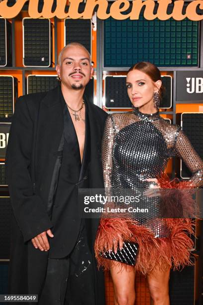 Evan Ross and Ashlee Simpson attend JBL Fest 2023, arriving at the exclusive launch party for JBL’s new premium speaker line Authentics on September...