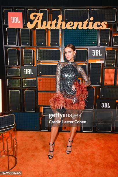 Ashlee Simpson attends JBL Fest 2023, arriving at the exclusive launch party for JBL’s new premium speaker line Authentics on September 21, 2023 in...