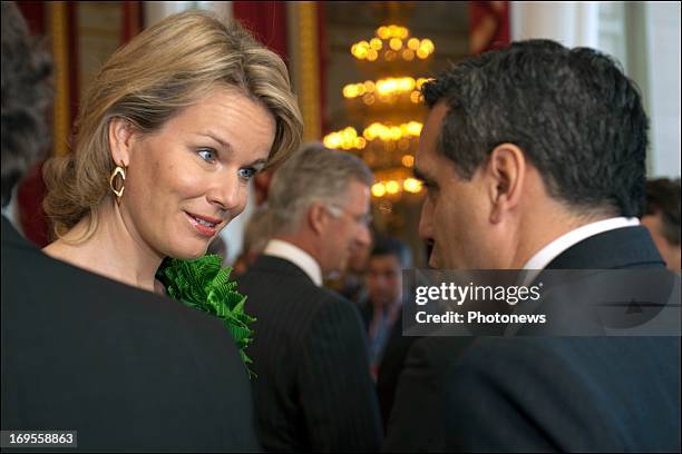 Crown Princess Mathilde of Belgium receive the participants of the 36th Antarctic Treaty Consultative Meeting at the Royal Palace on May 27, 2013 in...
