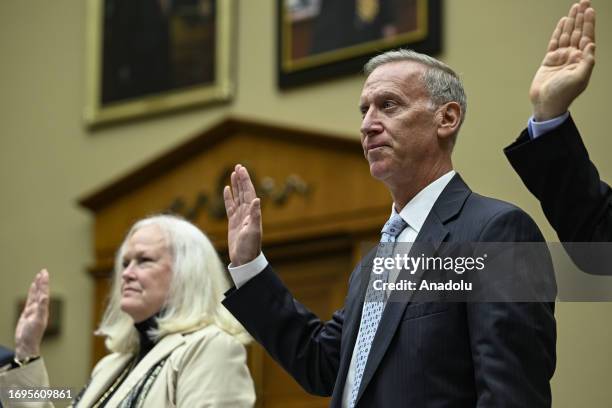 Bruce Dubinsky , founder of Dubinsky Consulting is seen during the impeachment at Rayburn House Office Building in Capitol Hill of Washington D.C.,...