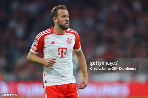 Harry Kane of Bayern Munich during the UEFA Champions League match between FC Bayern München and Manchester United at Allianz Arena on September 20,...