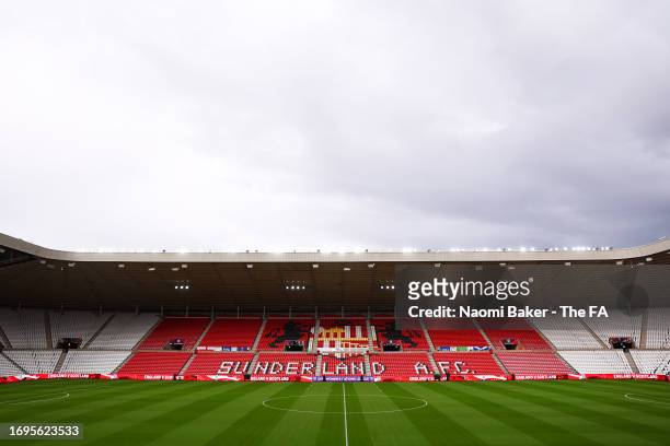 General view inside the stadium prior to the UEFA Women's Nations League match between England and Scotland at Stadium of Light on September 22, 2023...