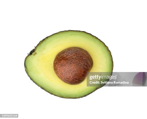 avocado isolated on white - half complete stock pictures, royalty-free photos & images