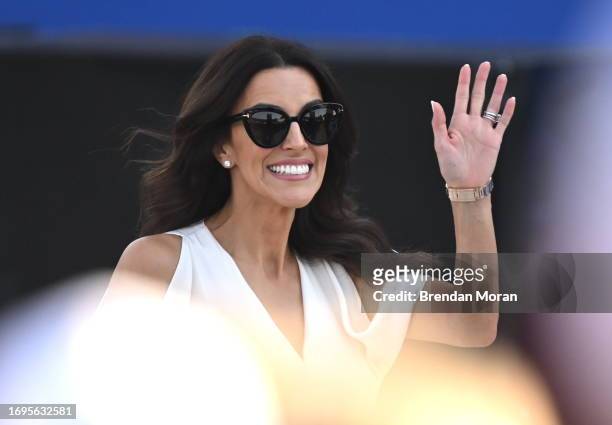 Rome , Italy - 28 September 2023; Diane Donald, wife of Europe captain Luke Donald during the opening ceremony of the 2023 Ryder Cup at Marco Simone...