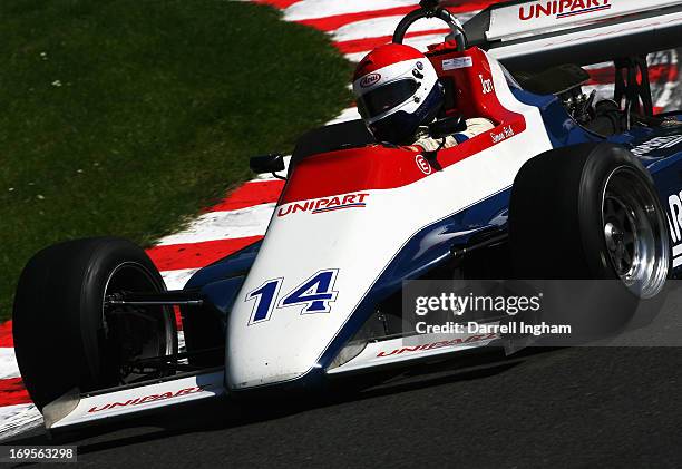 Simon Fish drives the Unipart Ensign N180 Ford cosworth V8 in the FIA Masters Historic Formula One Championship race during the Masters Historic...