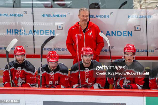 Head Coach Geoff Ward of Lausanne HC looks on during the Swiss National League game between Lausanne HC and ZSC Lions at Vaudoise Arena on September...