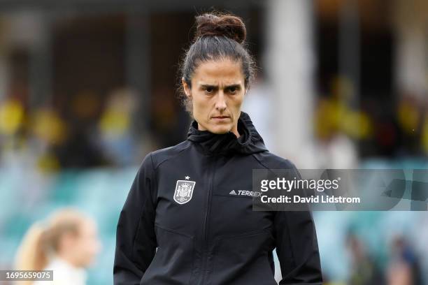 Montserrat Tome, Head Coach of Spain looks on prior to the UEFA Women's Nations League match between Sweden and Spain at Gamla Ullevi on September...