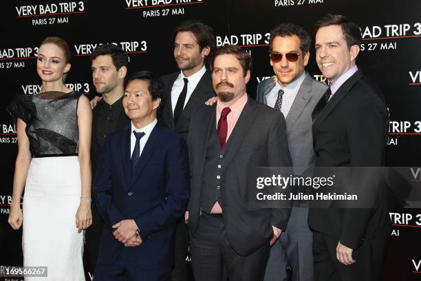 Heather Graham, Justin Bartha, Ken Jeong, Bradley Cooper, Zach Galifianakis, Todd Phillips and Ed Helms attend 'Hangover - Very Bad Trip III' Paris...