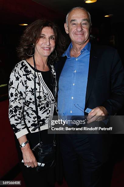 Fabienne Servan Schreiber and husband Henri Weber attend Homage To French Actor Jean-Claude Brialy at Theatre des Bouffes Parisiens, with the...