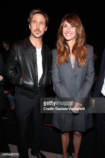 Ryan Gosling and Julia Roberts are seen at Gucci Ancora during Milan Fashion Week on September 22, 2023 in Milan, Italy.