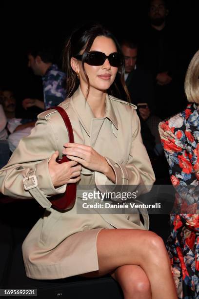 Kendall Jenner is seen at Gucci Ancora during Milan Fashion Week on September 22, 2023 in Milan, Italy.