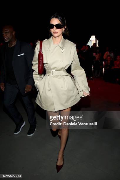 Kendall Jenneris seen at Gucci Ancora during Milan Fashion Week on September 22, 2023 in Milan, Italy.