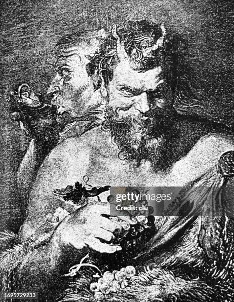 two satyrs - satyr stock illustrations