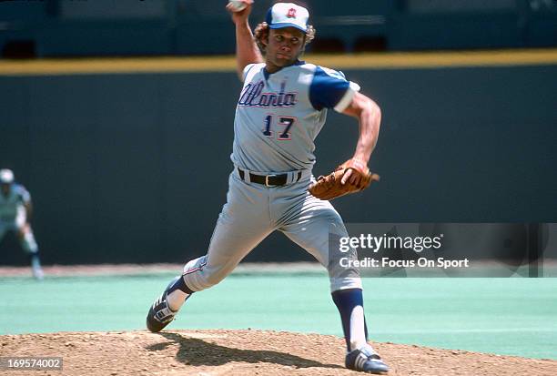 Andy Messersmith of the Atlanta Braves pitches during an Major League Baseball game circa 1976. Messersmith played for the Braves from 1976-77.