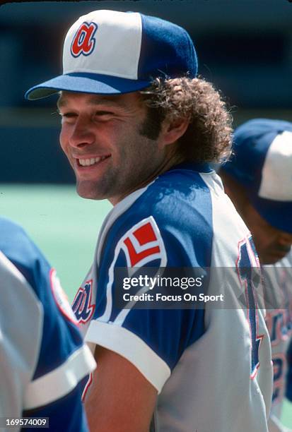 Andy Messersmith of the Atlanta Braves looks on during an Major League Baseball game circa 1976. Messersmith played for the Braves from 1976-77.