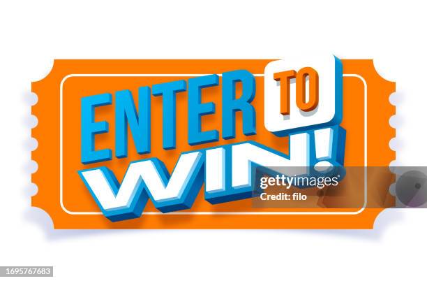 enter to win sweepstakes raffle contest ticket - win tickets stock illustrations