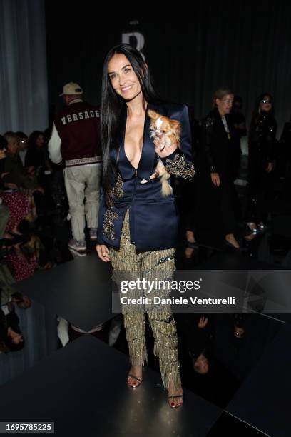 Demi Moore attends the Versace fashion show during the Milan Fashion Week Womenswear Spring/Summer 2024 on September 22, 2023 in Milan, Italy.