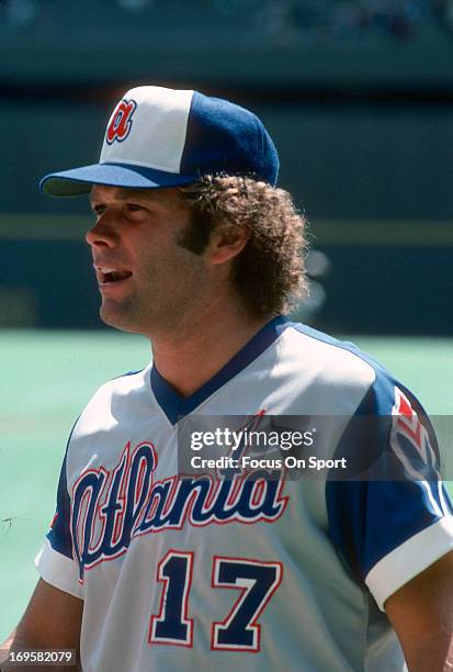 Andy Messersmith of the Atlanta Braves looks on during an Major League Baseball game circa 1976. Messersmith played for the Braves from 1976-77.