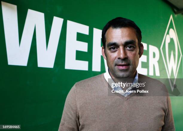 New head coach Robin Dutt is pictured after a press conference of SV Werder Bremen at Weser stadium on May 28, 2013 in Bremen, Germany.