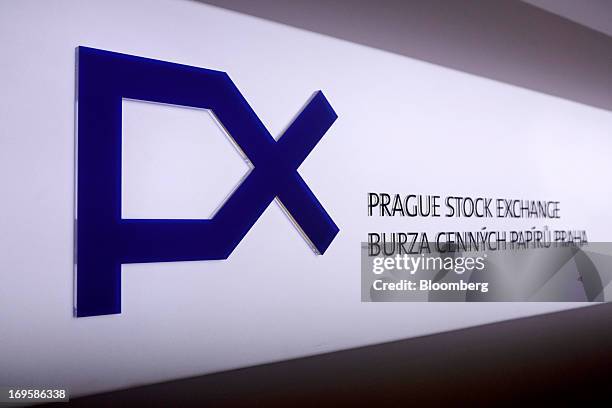 Logo sits on display in the reception area of the Prague stock exchange in Prague, Czech Republic, on Monday, May 27, 2013. Czech policy makers are...