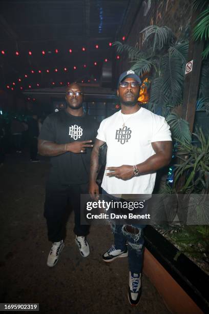 Adebayo Akinfenwa and Dele Akinfenwa attend the Josh Denzel x NBA for Primark launch event at Night Tales on September 28, 2023 in London, England.